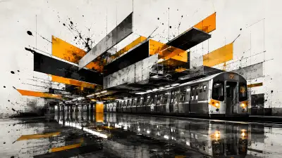 Angular Subway Station Wallpaper - Orange Black Abstract 4K