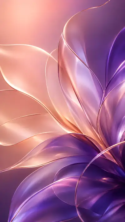 Aura Bloom 4K Wallpaper – iOS 27 Style Sunset Glass Petal Flower