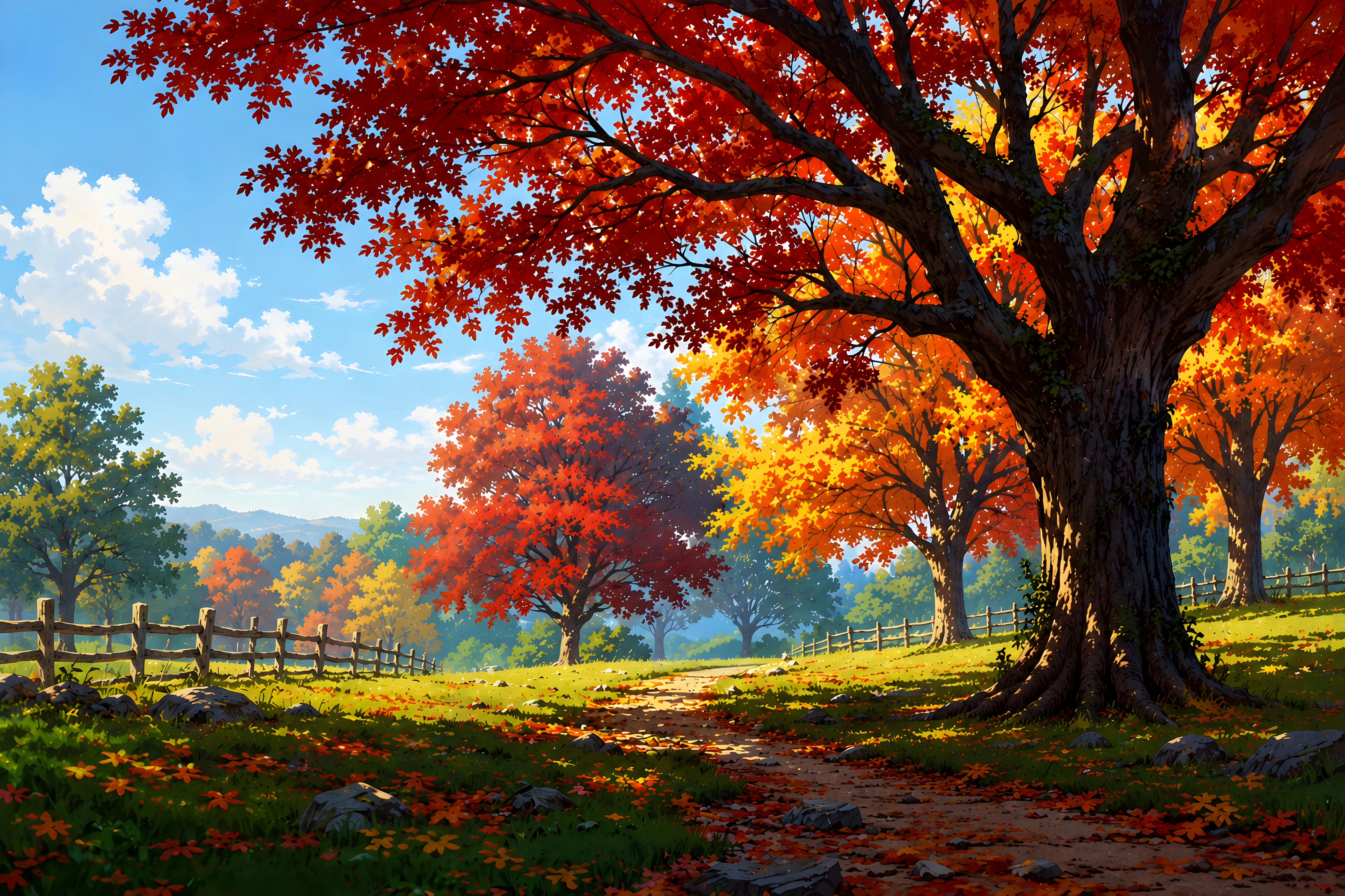Autumn Countryside Landscape Wallpaper 4K