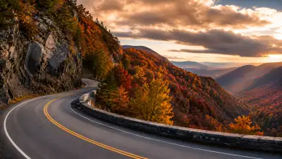 Autumn Mountain Highway 4K Wallpaper for macbook