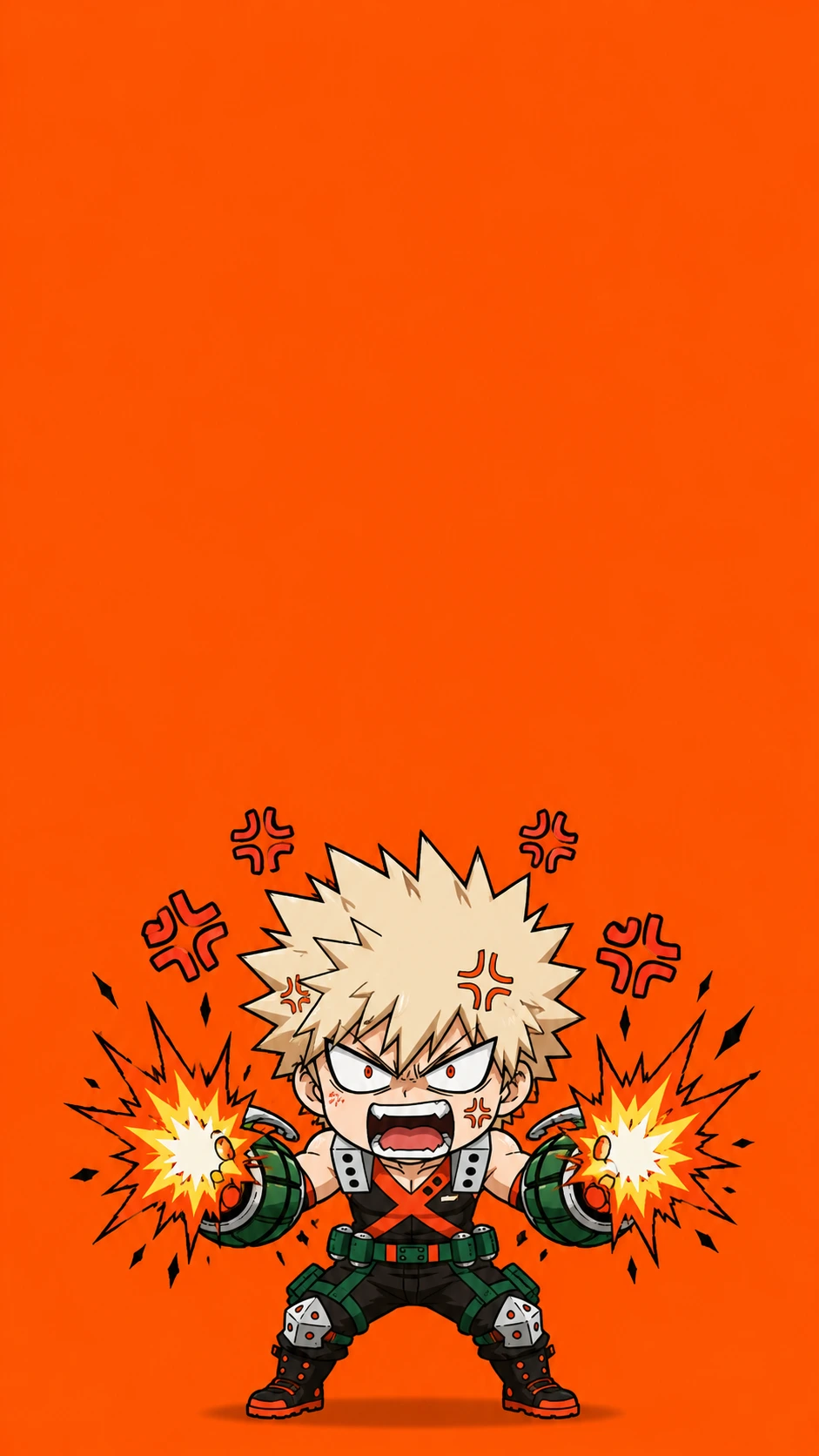 Bakugo Katsuki Chibi Explosion Fan Art MHA Anime Wallpaper 4K