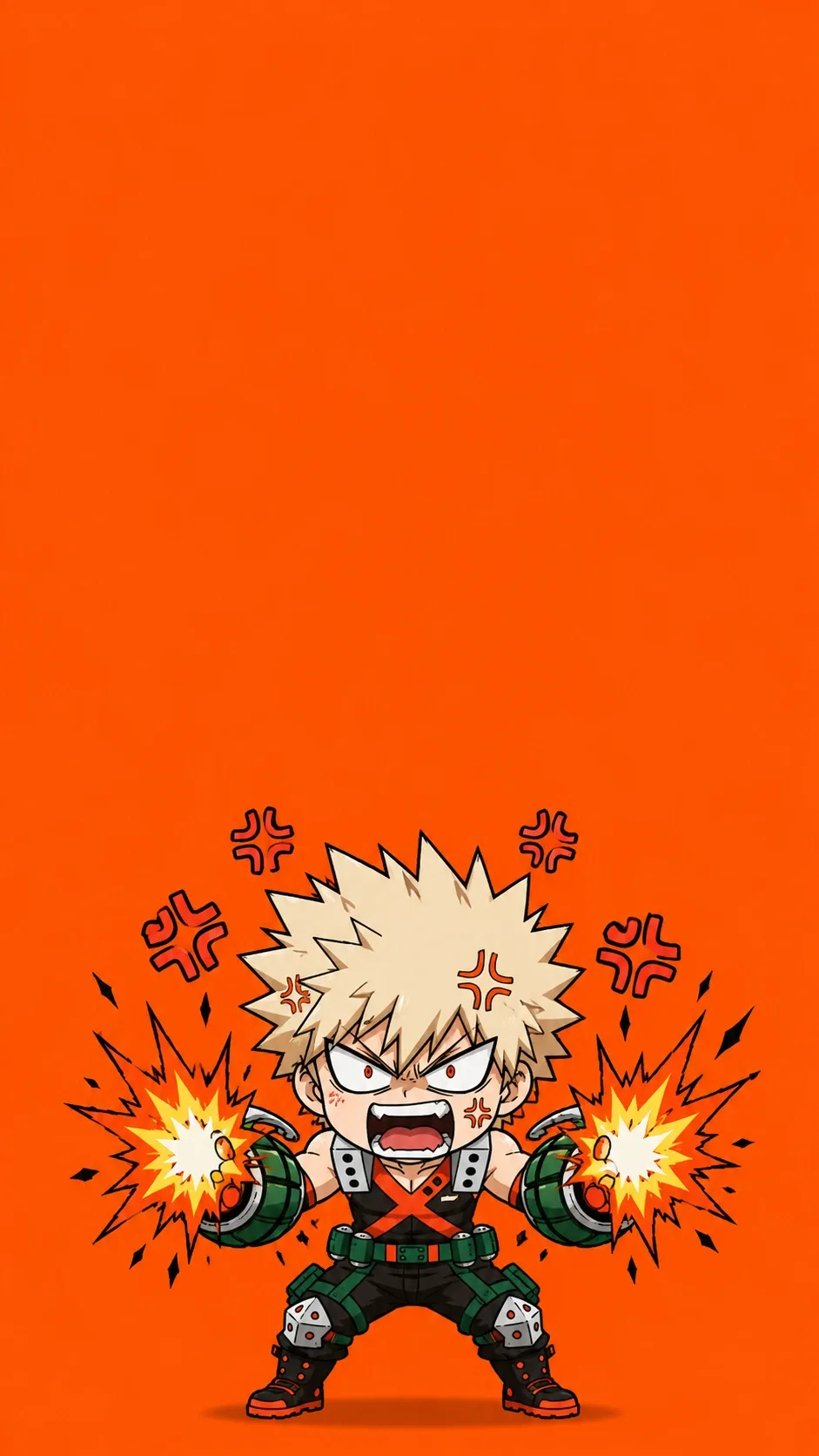 Bakugo Katsuki Chibi Explosion Fan Art MHA Anime Wallpaper 4K