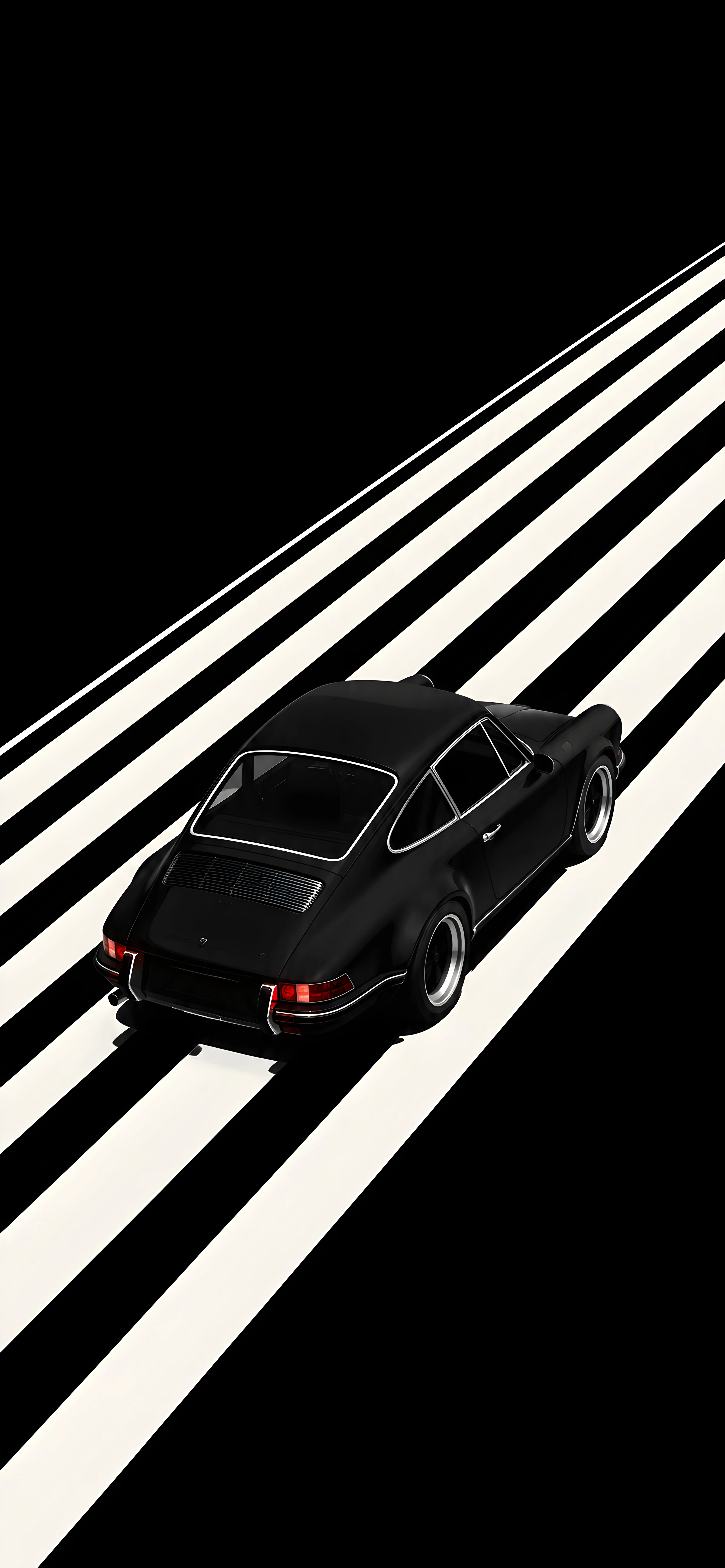 Black Classic Car B&W Stripes