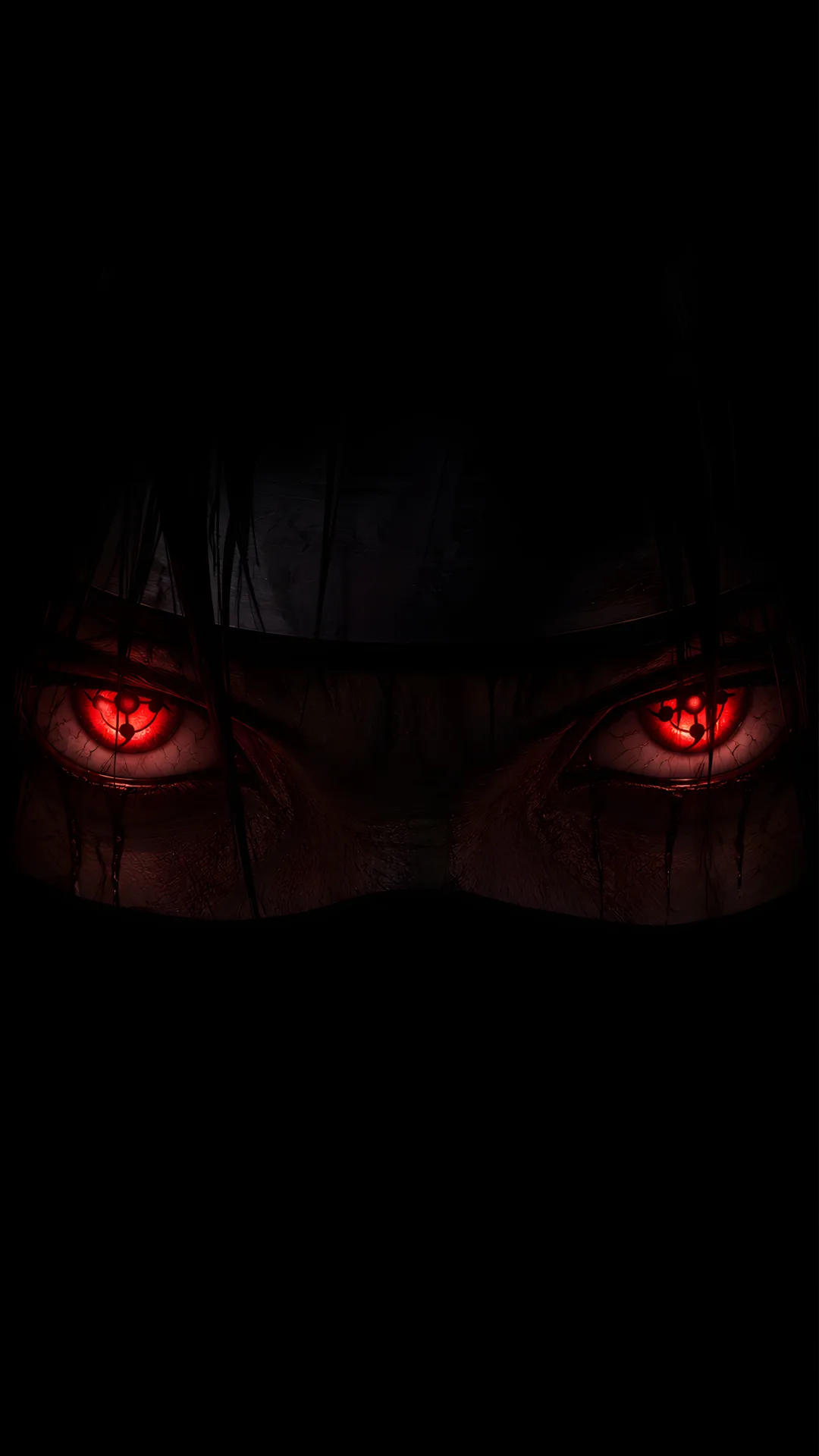 Bleeding Mangekyou Eyes 4K Wallpaper – Itachi Uchiha Extreme Close-Up