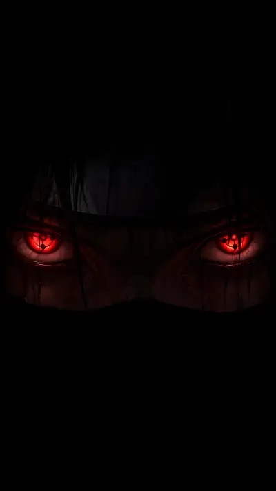 Bleeding Mangekyou Eyes 4K Wallpaper – Itachi Uchiha Extreme Close-Up