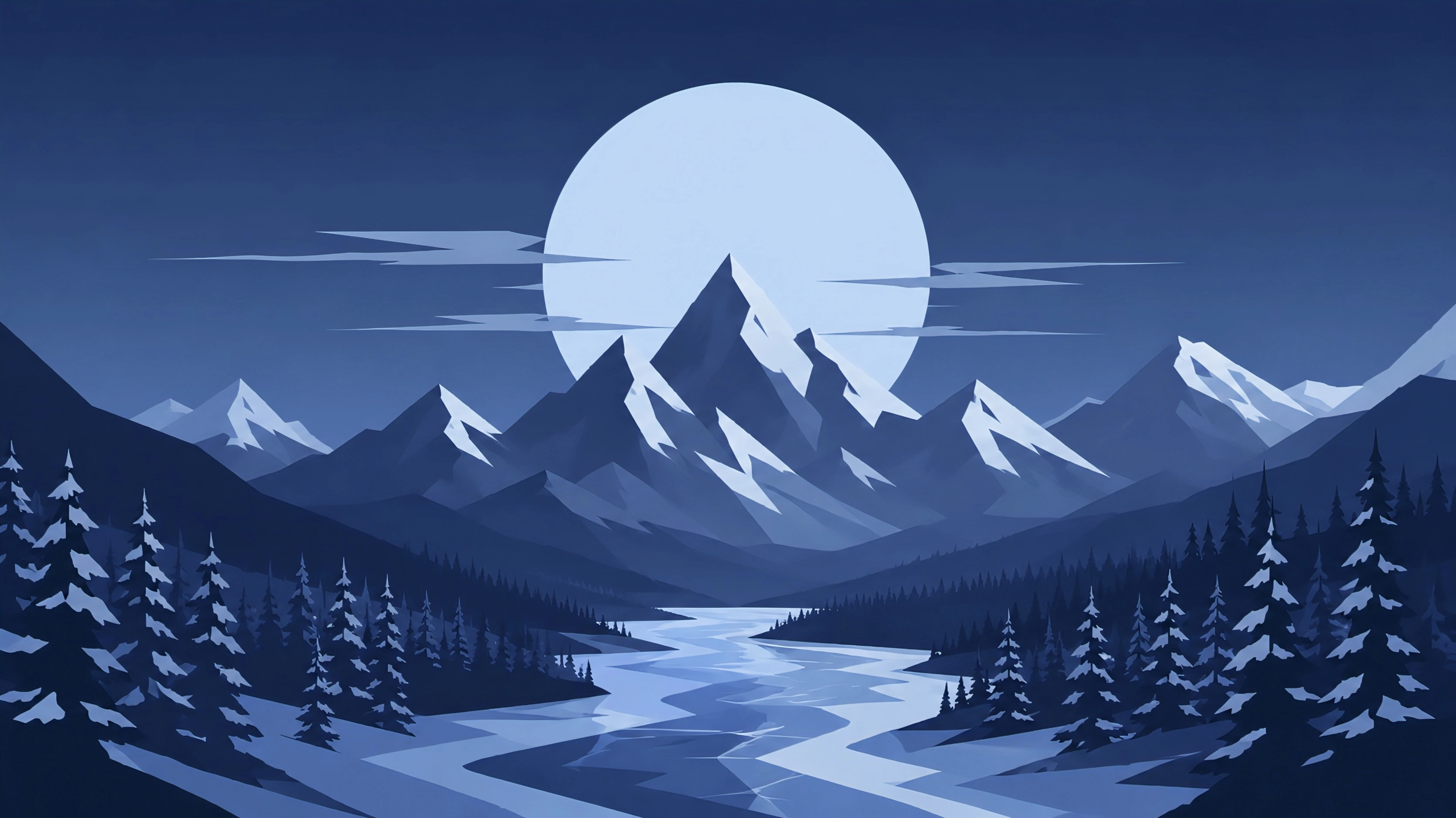 Blue Snow Mountain Wallpaper 4K — Frozen Peaks at Midnight