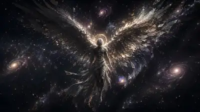 Celestial Guardian — Crystal-Winged Angel in Deep Space