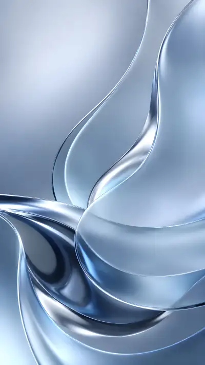Chrome Wave 4K Wallpaper – iOS 27 Style Metallic Blue Flow