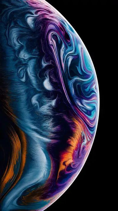 Cosmic Blue Purple Fluid Sphere 4K Wallpaper – Galaxy Marble Art