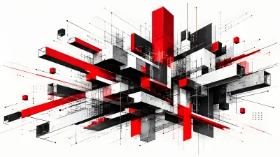 Crimson Structural Nexus Abstract Geometry 4K Wallpaper