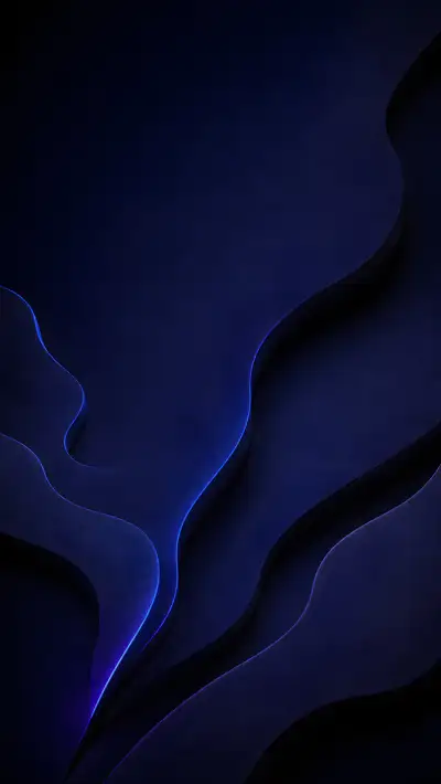 Dark Blue Neon Wave Wallpaper 4K – Paper-Cut Layered Design