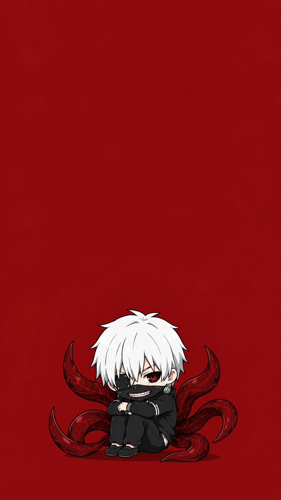 Dark Ghoul Anime Fan Art Chibi Red Aesthetic Wallpaper
