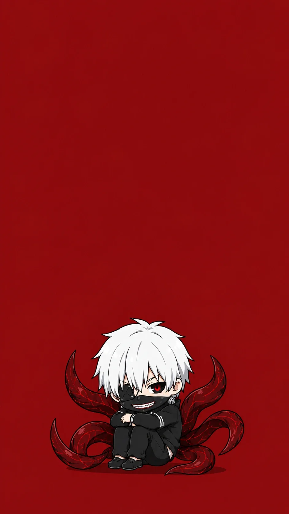 Dark Ghoul Anime Fan Art Chibi Red Aesthetic Wallpaper