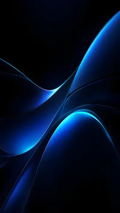 Dark Glass 4K Wallpaper – iOS 27 Style Midnight Blue Wave Glow