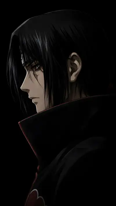 Dark Profile Portrait 4K Wallpaper – Itachi Uchiha Side Silhouette