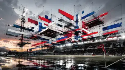 Deconstructed Football Stadium Wallpaper - Red Blue Abstract 4K