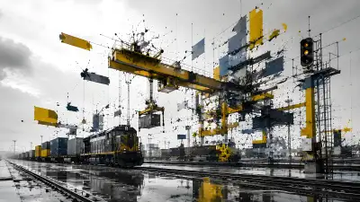 Deconstructed Rail Yard Wallpaper - Yellow Blue Industrial 4K