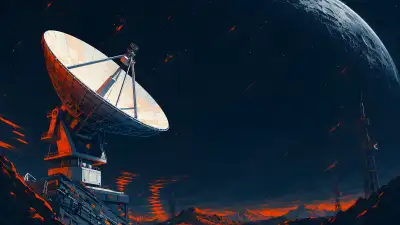 Deep Space Observatory 4K Wallpaper — Giant Radio Telescope Under Alien Moon