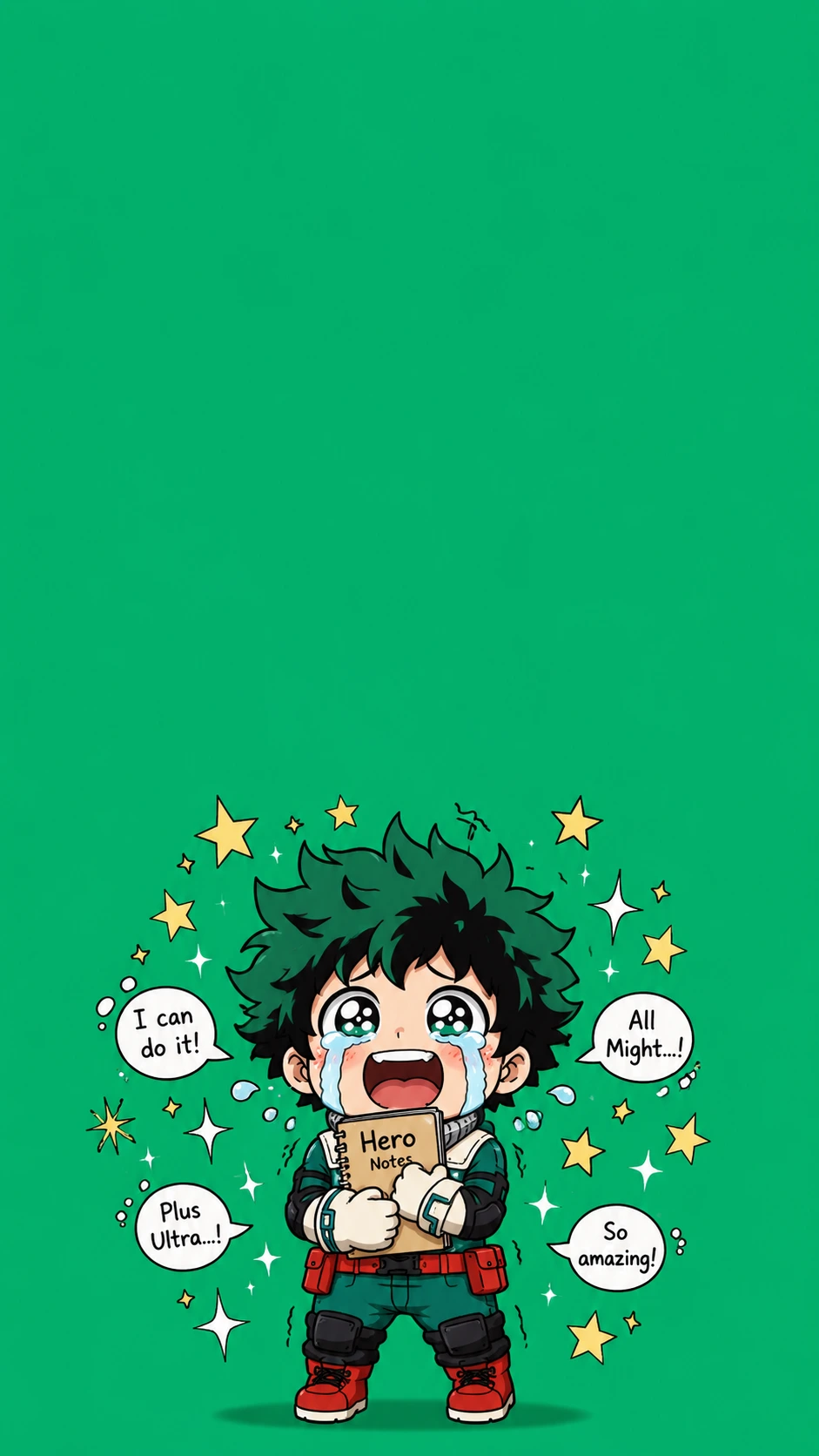 Deku Midoriya Chibi Plus Ultra Fan Art MHA Anime Wallpaper 4K