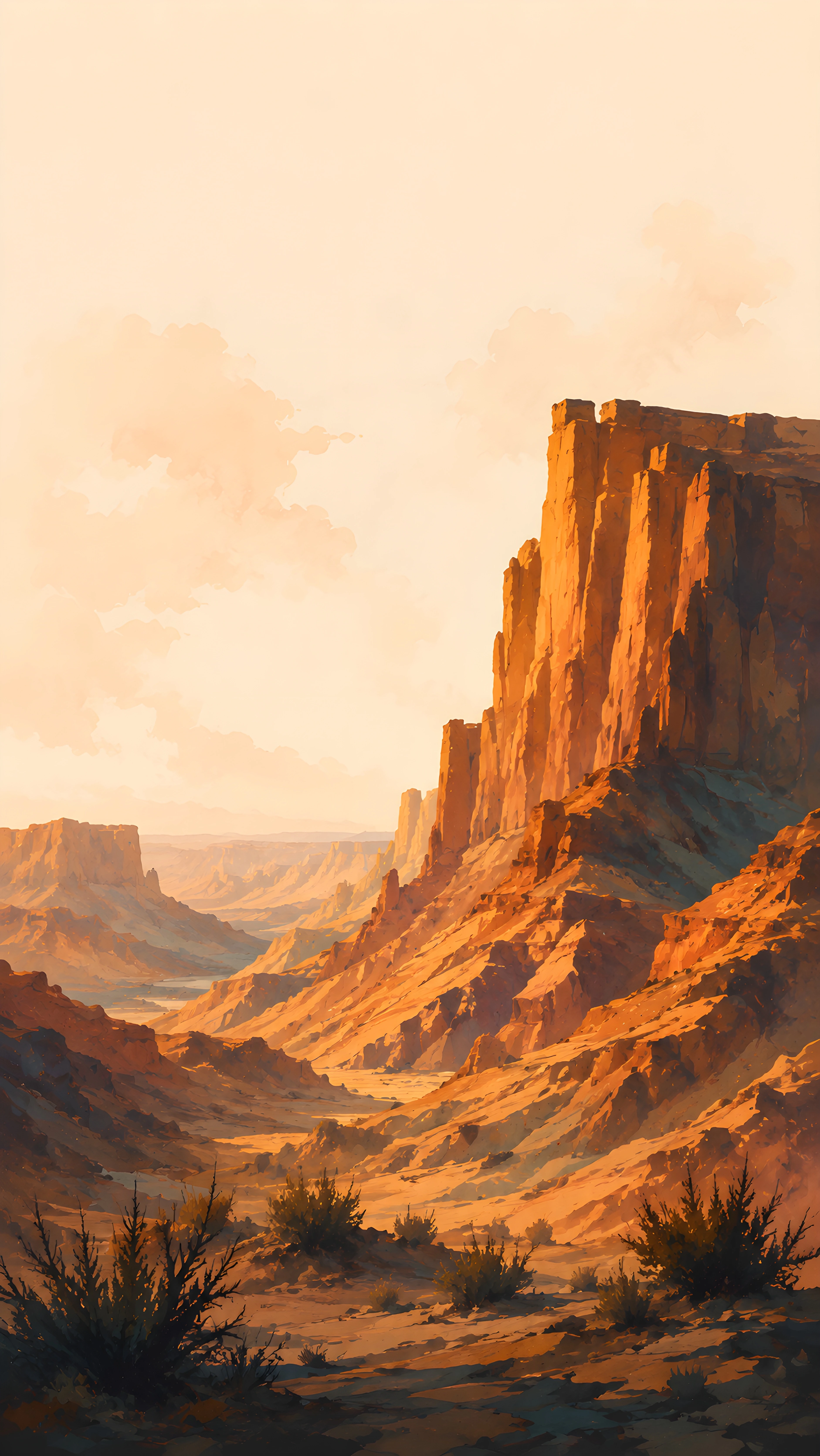Desert Canyon Watercolor Wallpaper 4K