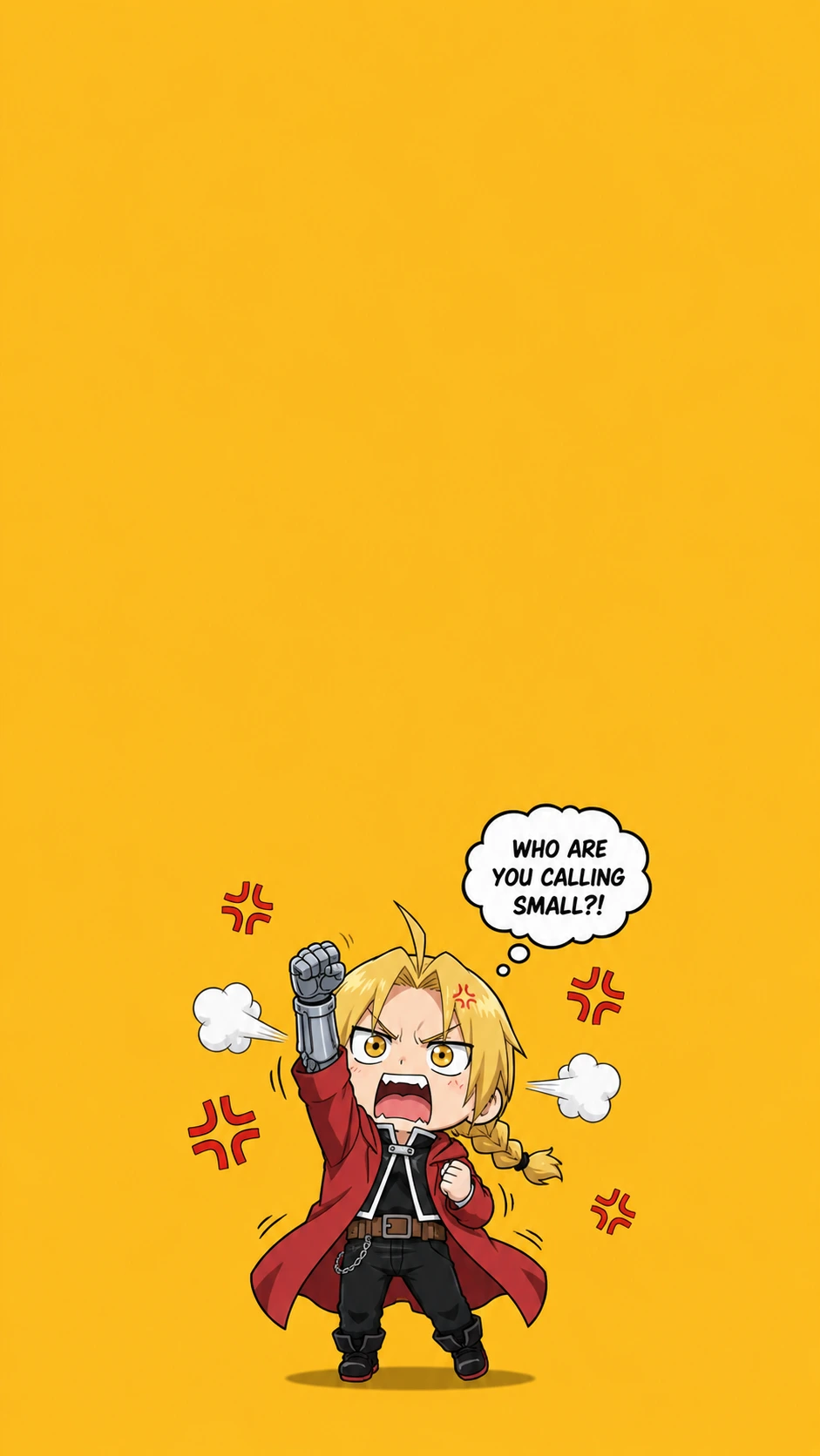 Edward Elric Chibi Fan Art Angry Yellow 4K Wallpaper — Fullmetal Alchemist