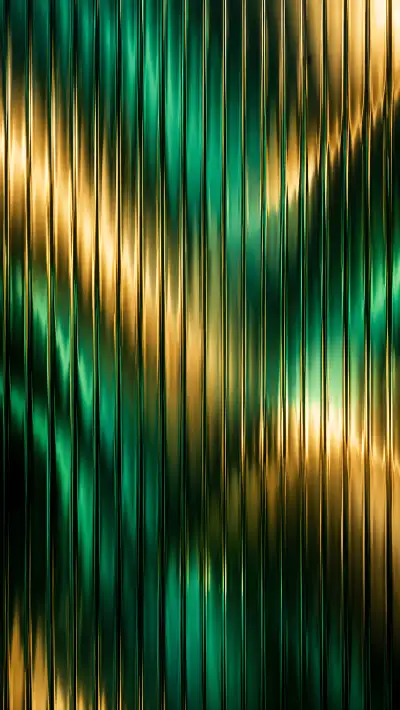 Emerald Green & Gold Fluted Glass Wallpaper 4K – Luxury Abstract Phone Wallpaper