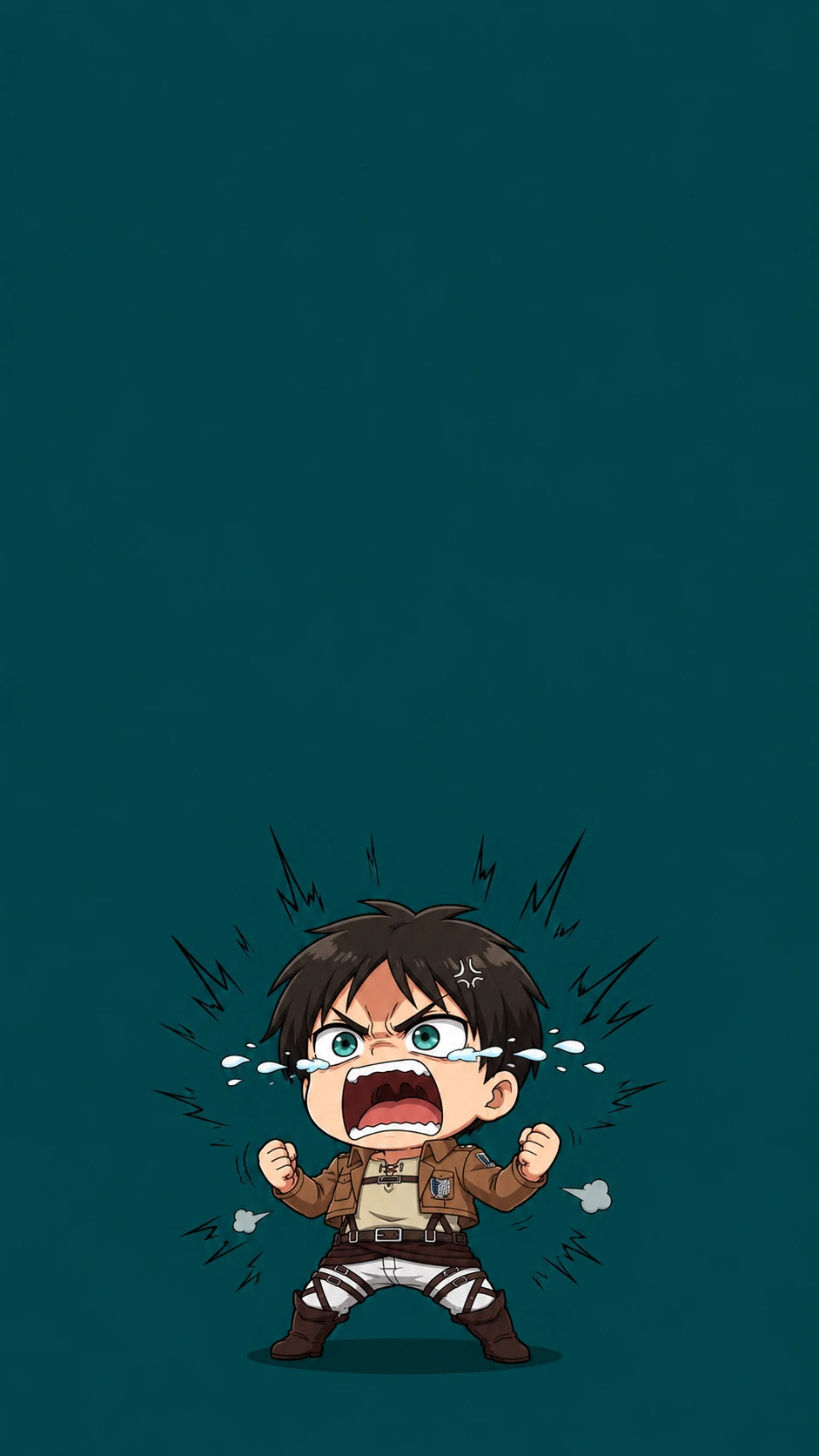 Eren Yeager Chibi Angry Screaming Fan Art AOT Anime Wallpaper 4K
