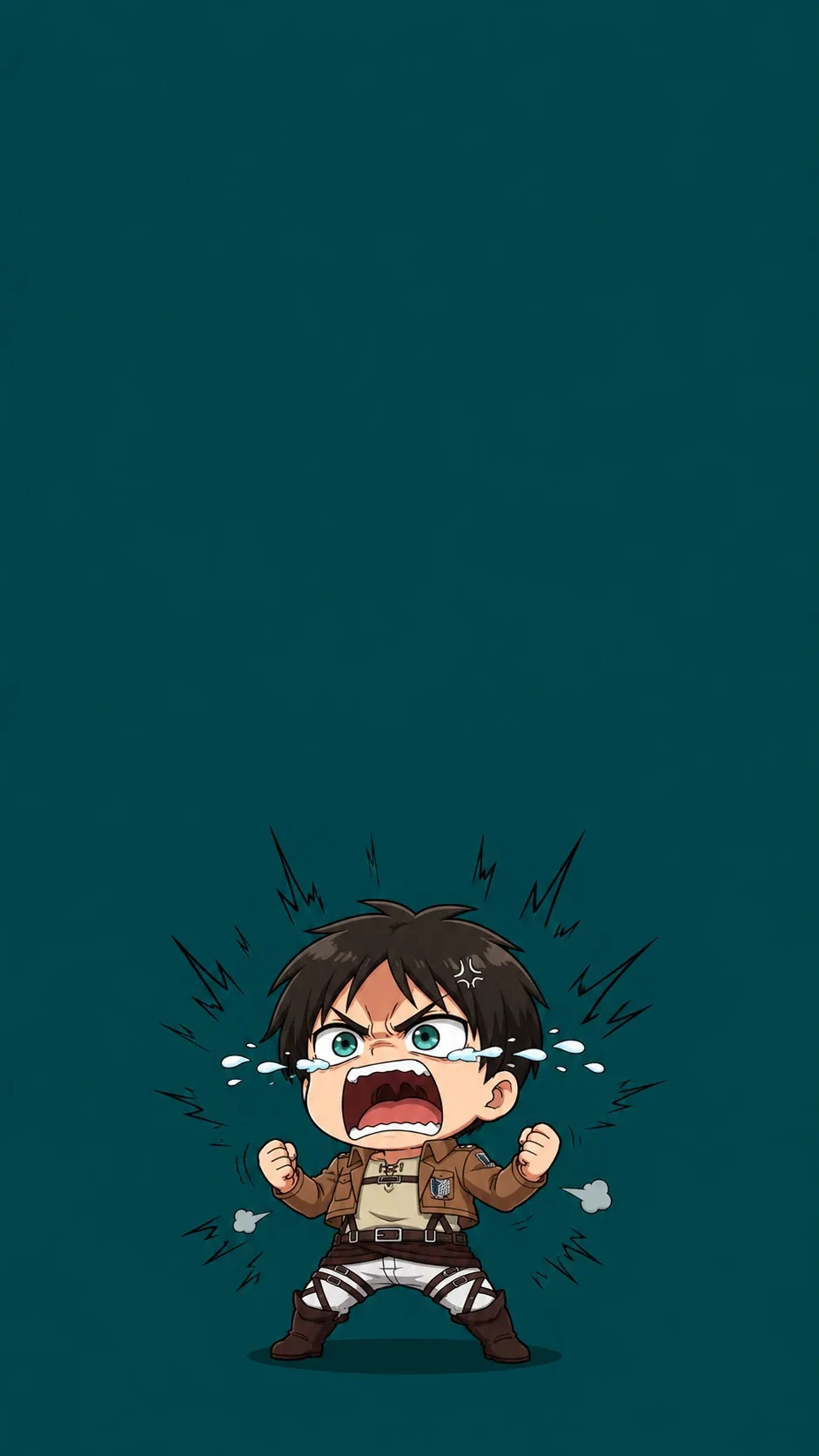 Eren Yeager Chibi Angry Screaming Fan Art AOT Anime Wallpaper 4K