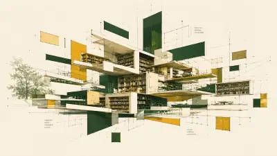 Exploded Library Wallpaper - Architecture Bookshelves 4K