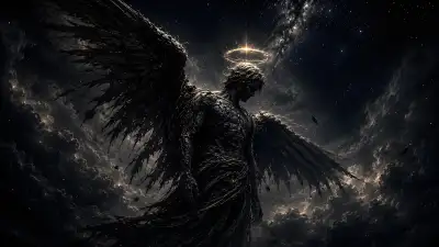 Fallen Angel in the Cosmic Void - 4K Dark Fantasy Wallpaper