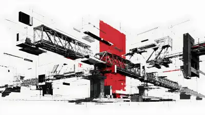Floating Steel Bridge Blueprint Architecture 4K Wallpaper