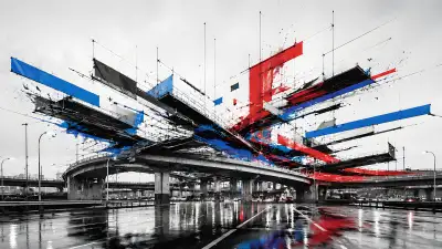 Fragmented Highway Interchange Wallpaper - Red Blue Abstract 4K