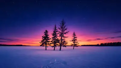 Frozen Lake Twilight – Starry Pink Sky Winter Wallpaper 4K