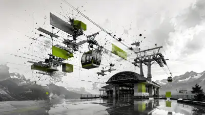 Geometric Collapse Cable Car Wallpaper - Green Alpine Abstract 4K