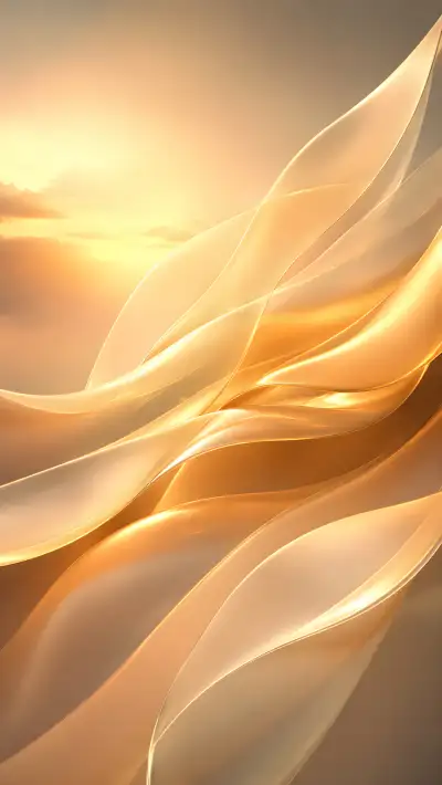 Golden Hour 4K Wallpaper – iOS 27 Style Sunset Glass Wave Flow