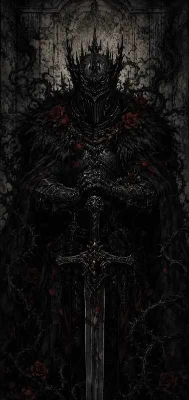 Gothic Rose Knight 4K Dark Fantasy Wallpaper