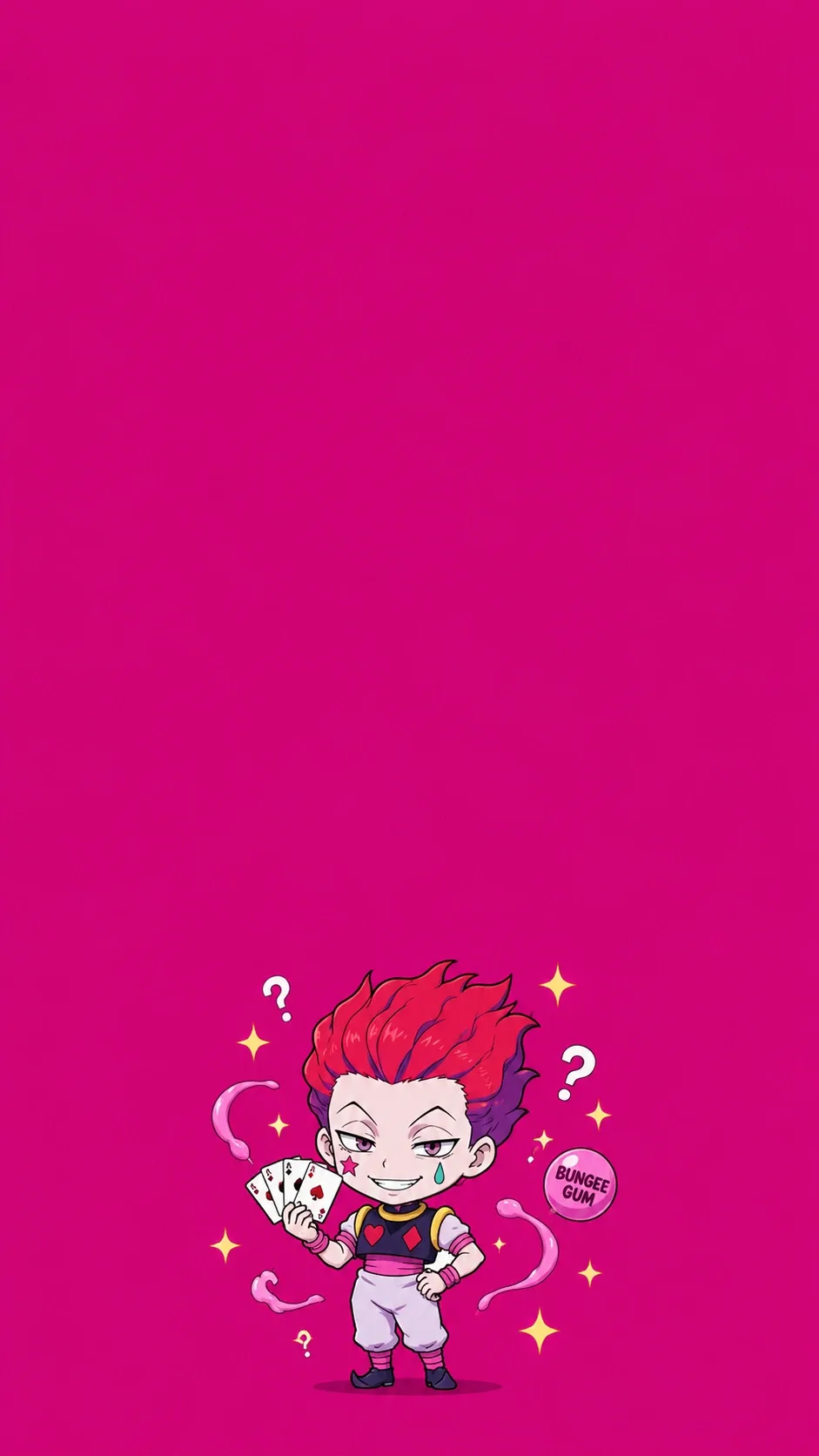 Hisoka Chibi Fan Art Pink Bungee Gum 4K Wallpaper — Hunter x Hunter