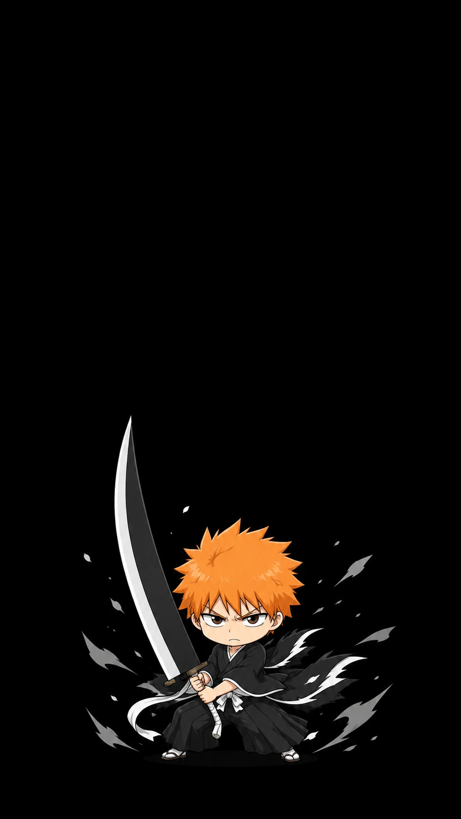 Ichigo Kurosaki Chibi Fan Art Dark AMOLED 4K Wallpaper — Bleach