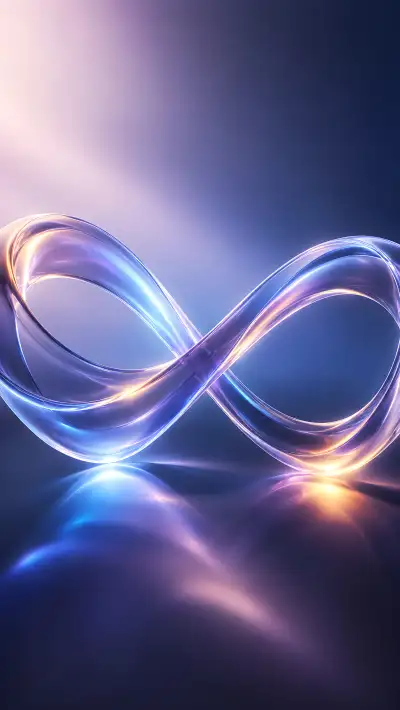 Infinity Glass 4K Wallpaper – iOS 27 Style Glowing Infinity Loop