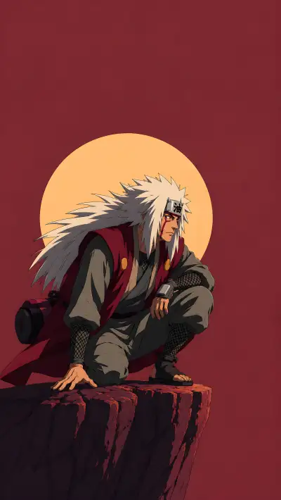 Jiraiya Crimson Cliff Dramatic 4K Anime Wallpaper Free Download