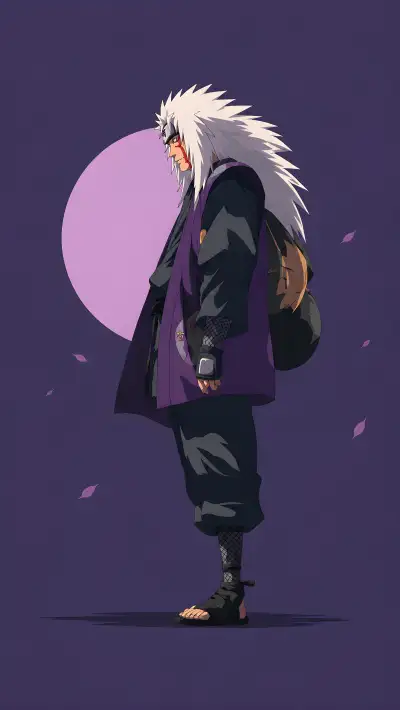 Jiraiya Purple Moon Minimal 4K Anime Wallpaper Free Download