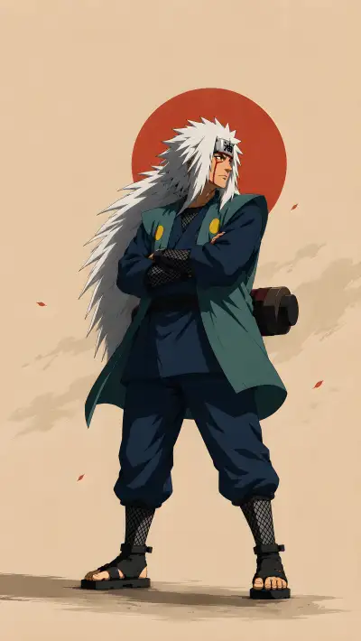 Jiraiya Red Sun Stance 4K Anime Wallpaper Free Download