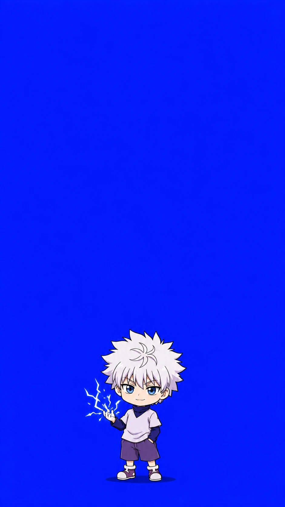 Killua Zoldyck Chibi Fan Art Lightning Blue 4K Wallpaper — Hunter x Hunter