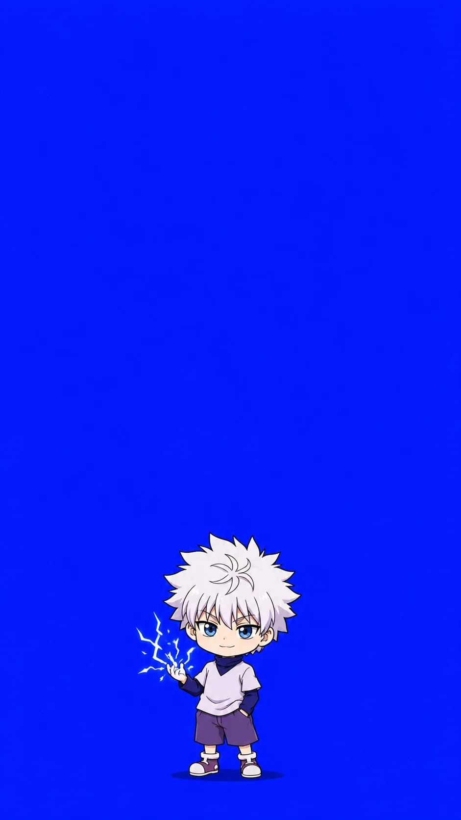 Killua Zoldyck Chibi Fan Art Lightning Blue 4K Wallpaper — Hunter x Hunter