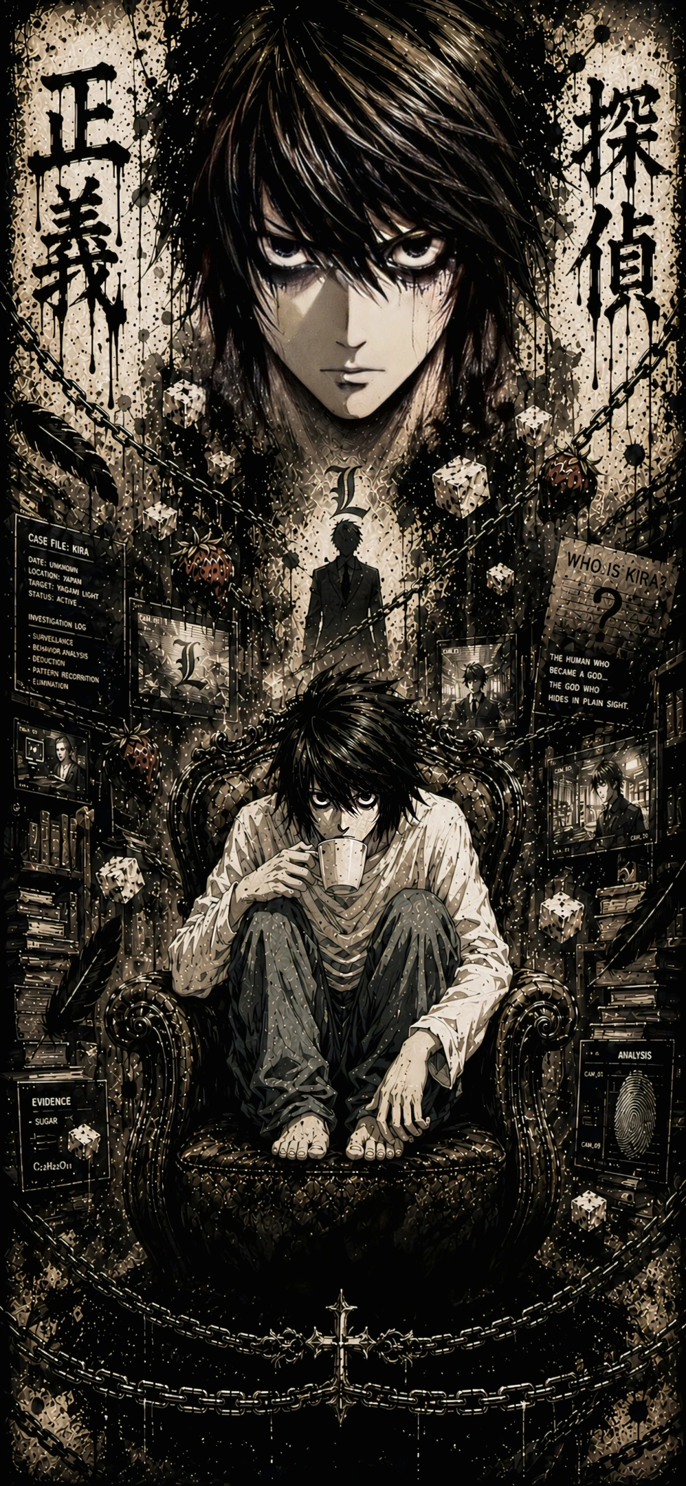 L Lawliet Death Note Wallpaper 4K Dark Anime Detective Art
