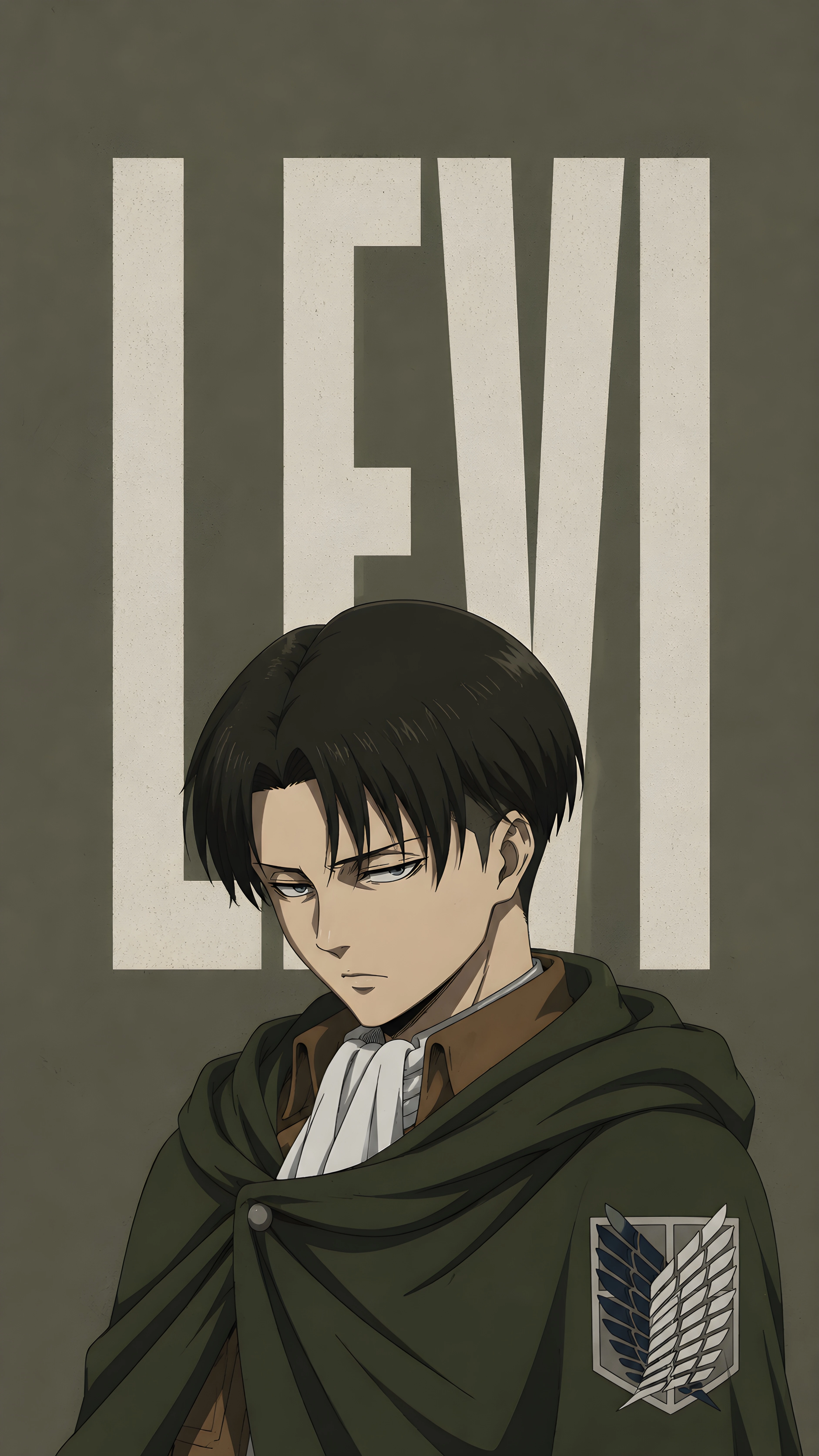 Levi Ackerman 4K Wallpaper – Attack on Titan Minimalist Olive Green Anime Portrait