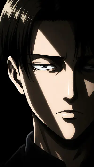 Levi Ackerman Close-Up Face Wallpaper - Dark Portrait AOT