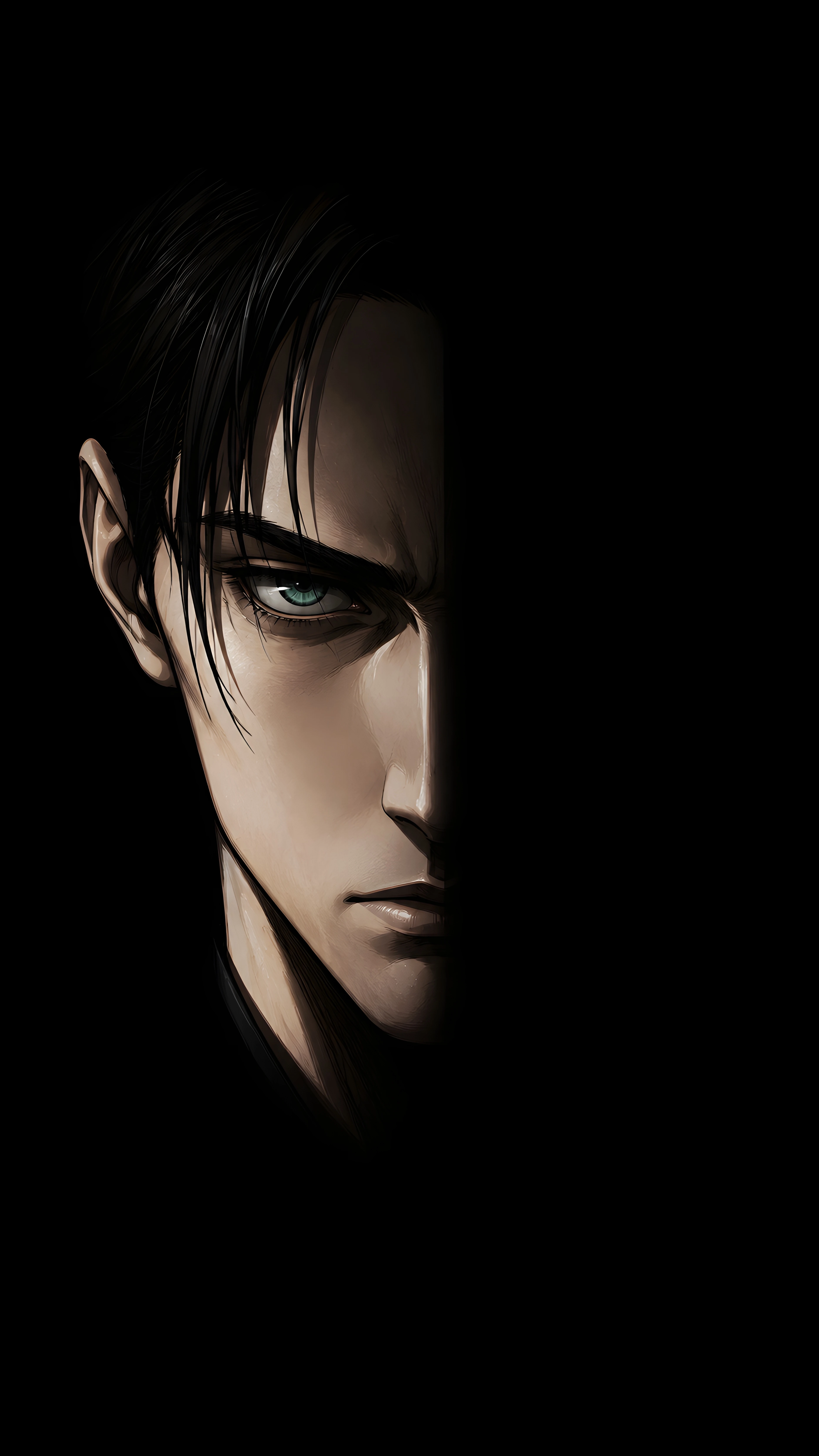 Levi Ackerman Half Face Dark Shadow Portrait 4K Anime Wallpaper