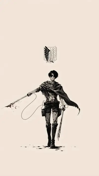 Levi Ackerman Minimalist Wallpaper - AOT Ink Art Style