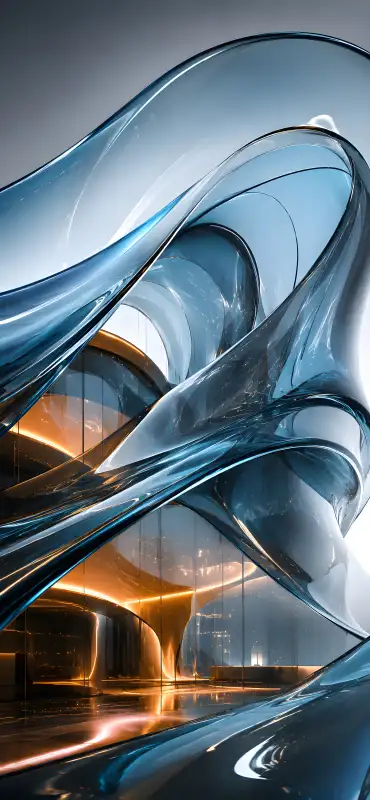 Blue Crystal Wave Glass Wallpaper 4K for iPhone